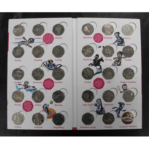 206 - A set of Olympic 50p coins in an official London 2012 collectors album including completer medallion... 