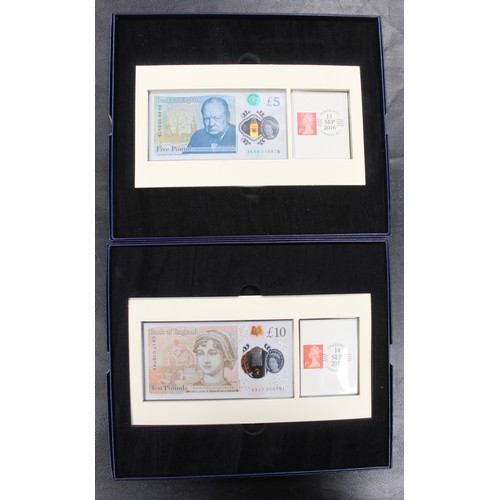 230 - Date stamped £5 note and £10 note. First Polymer bank notes. Both in a lovely presentation case. We ... 