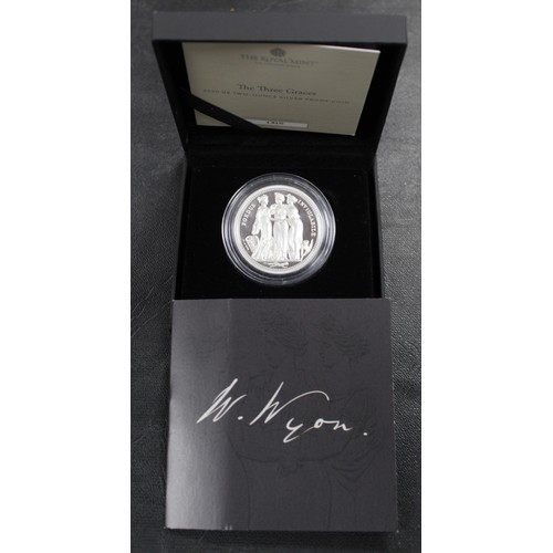 106 - 2020 Three Graces silver proof 2oz. A couple of spots by ILE on reverse and a slight handling mark i... 