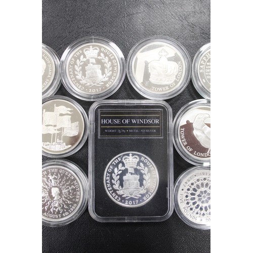 139 - Silver proof crowns & £5 coins (11) comprising 2 crowns (1980 & 1981) and £5's (... 