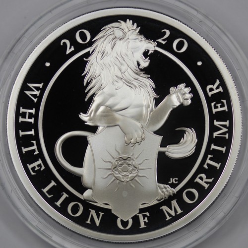 113 - 2020 Silver proof White Lion of Mortimer Queen's Beasts £2. As struck and with case, COA and o... 