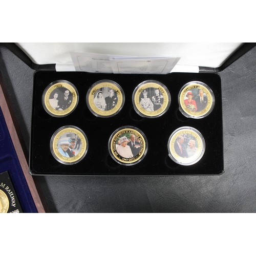 288 - A collection of over 40 generally gold plated medals featuring a variety of interests including Roya... 