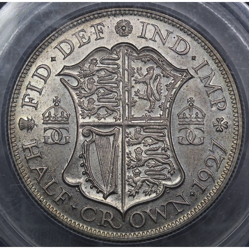 49 - 1927 Proof Half Crown, George V. Graded CGS88. Second Reverse.