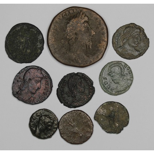 3 - Roman AE assortment including Marcus Aurelius sestertius. Mixed, mainly low grades.