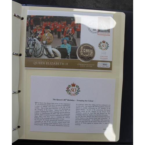 286 - An extensive collection of coin FDC's commemorating the 80th birthday of HM The Queen. Set in four f... 