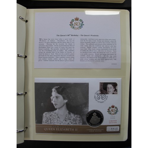 286 - An extensive collection of coin FDC's commemorating the 80th birthday of HM The Queen. Set in four f... 