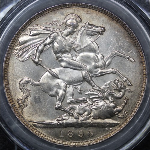 78 - 1896 Crown, Victoria, edge LX (ESC 311, Bull 2601, S.3937). Davies 520, dies 2+D. Graded CGS75 (aUNC... 