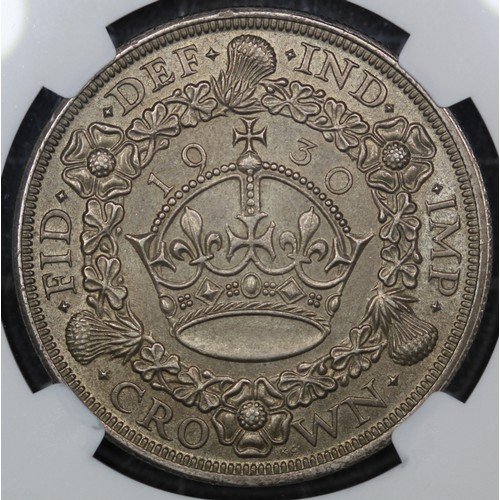 86 - 1930 Wreath Crown, George V (ESC 370, Bull 3638, S.4036). Graded NGS AU58, EF or better with a deep ... 