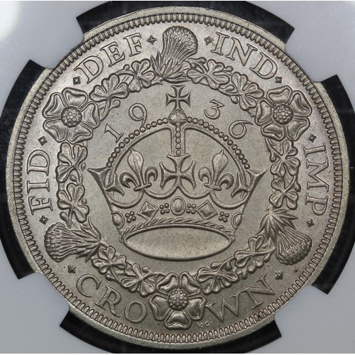 90 - 1936 Wreath Crown, George V (ESC 381, Bull 3649, S.4036). Graded NGS MS64, UNC, with attractive grey... 
