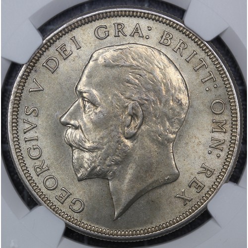 84 - 1928 Wreath Crown, George V (ESC 368, Bull 3633, S.4036). Graded NGS MS63, aUNC, with an attractive ... 