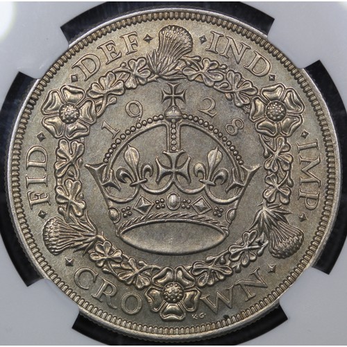 84 - 1928 Wreath Crown, George V (ESC 368, Bull 3633, S.4036). Graded NGS MS63, aUNC, with an attractive ... 