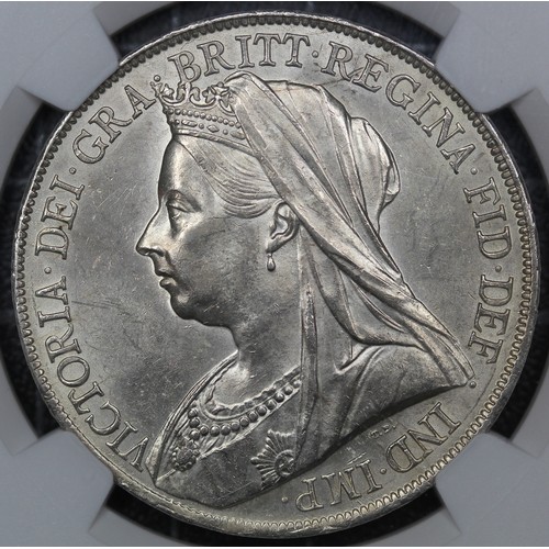 81 - 1899 Crown, Edge LXII, Victoria (ESC 316, Bull 2606, S.3937). Davies 528 (Dies 2+E), graded NGC MS62... 