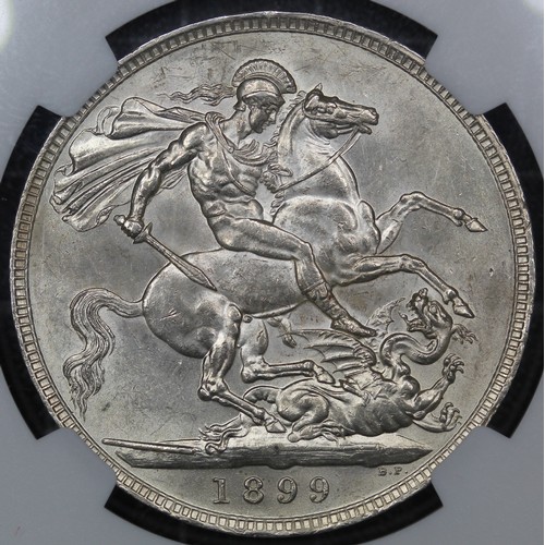 81 - 1899 Crown, Edge LXII, Victoria (ESC 316, Bull 2606, S.3937). Davies 528 (Dies 2+E), graded NGC MS62... 
