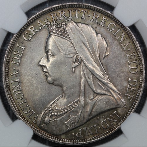 77 - 1894 Crown, Edge LVIII, Victoria (ESC 307, Bull 2597, S.3937). Graded NGC AU58, gEF or better, and u... 