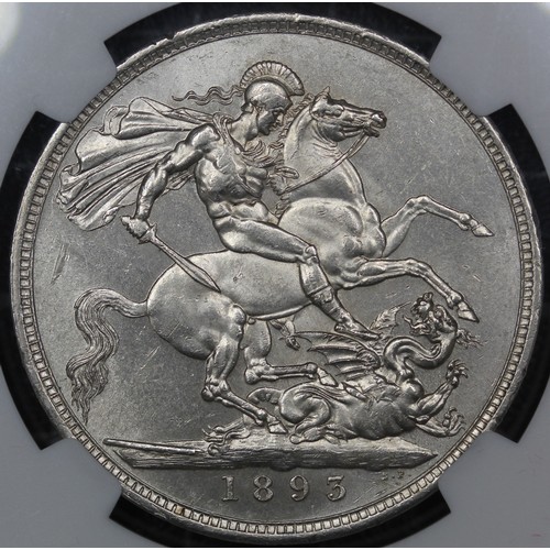 76 - 1893 Crown, Edge LVI, Victoria (ESC 303, Bull 2593, S.3937). Davies 503c (Dies 1+F). Graded NGC MS63... 