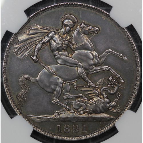 68 - 1821 Crown, Edge Secundo, George IV (ESC 246, Bull 2310, S.3805). Graded NGC MS63, uncirculated, wit... 