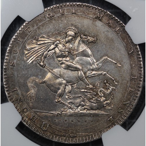 66 - 1820 Crown, Edge LX, George III (ESC 219, Bull 2016, S.3787). Graded MS62, uncirculated with a coupl... 