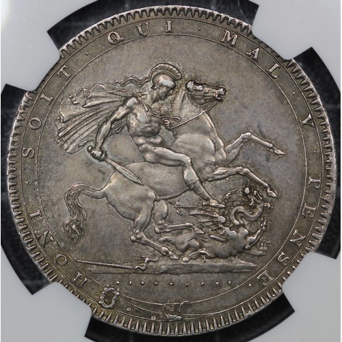 67 - 1820 Crown, Edge LX, George III (ESC 219, Bull 2016, S.3787). Graded AU58, EF, with an attractive to... 