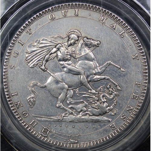 61 - 1818 Crown, Edge LIX, George III (ESC 214, Bull 2009, S.3787). Small P in PENSE and with trace last ... 