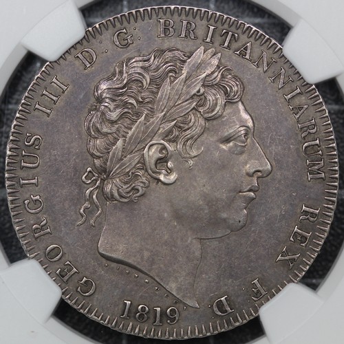65 - 1819 Crown, Edge LX, George III (ESC 216, Bull 2013, S.3787). Graded MS61, EF, and being a variety o... 