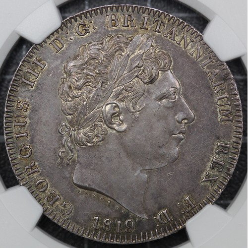 62 - 1819 Crown, Edge LIX, George III (ESC 215, Bull 2010, S.3787). Graded MS61, EF or better with thicke... 