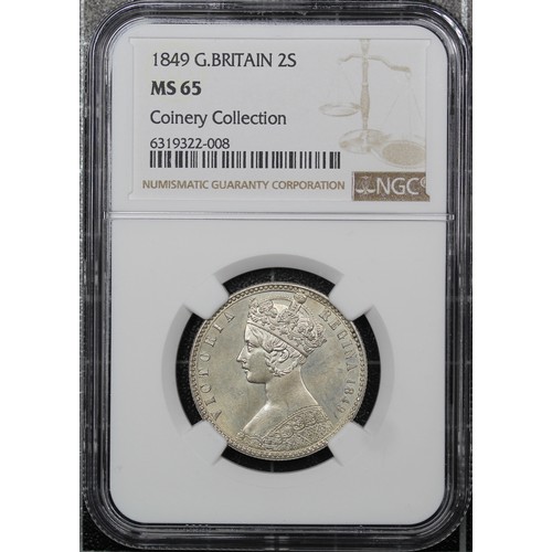 102 - 1849 Florin, Victoria (ESC 802, Bull 2815, S.3890). Graded MS65, choice uncirculated with lustre and... 