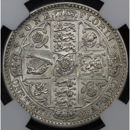 102 - 1849 Florin, Victoria (ESC 802, Bull 2815, S.3890). Graded MS65, choice uncirculated with lustre and... 