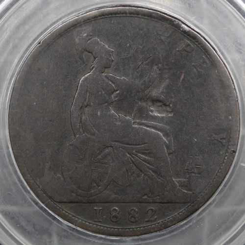 118 - 1882 Penny, No H below date, Victoria (Freeman 112, S.3954). Graded CGS5, poor, however excessively ... 