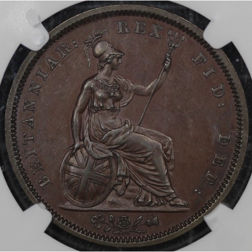 114 - 1831 Bronzed Proof Penny, William IV (Peck 1457, reverse inverted, S.3845). Graded NGC PF63+BN and p... 