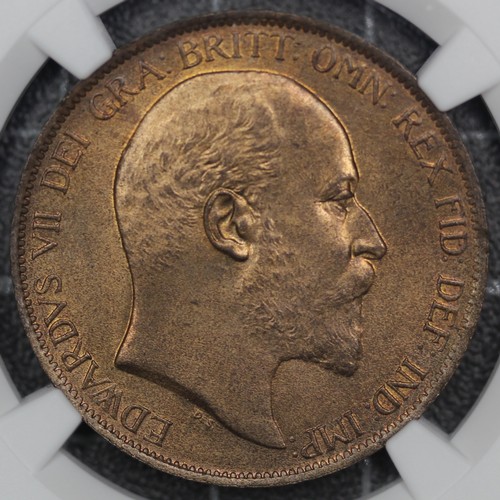 121 - 1902 Penny, Low Tide, Edward VII (Freeman 156, S.3990A). Graded NGC MS65RB and presented in a Coiner... 