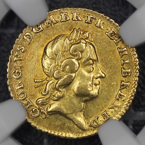 52 - 1718 Quarter Guinea, George I. Graded NGC MS61, gEF for the type with light copper tone to the rever... 