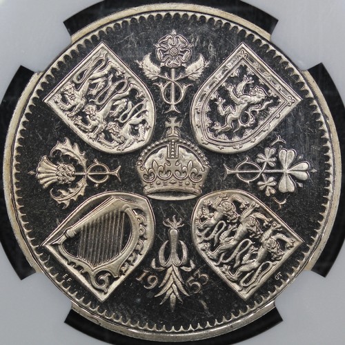 97 - 1953 Crown, Elizabeth II (ESC 393G, Bull 4331, S.4136). Graded NGC PF66 Cameo with a few surface mar... 