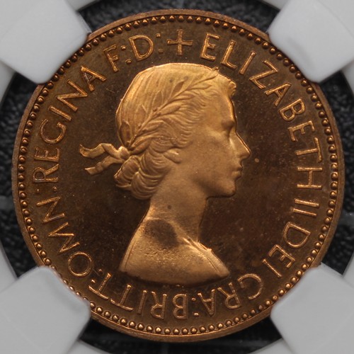 149 - 1953 Proof Half Penny, Elizabeth II (Freeman 456A, Dies 2+B, S.PS19 (Part)). Graded NGC PF67RD Cameo... 