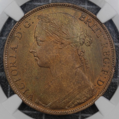 119 - 1887 Penny, Victoria (Freeman 125, S.3954). Graded NGC MS64 RB, about uncirculated. A patch of rubbi... 