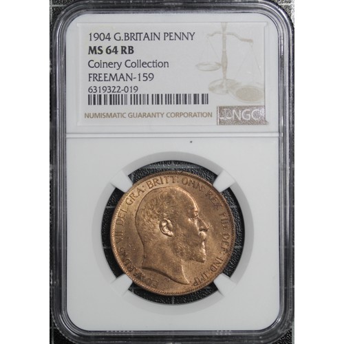 123 - 1904 Penny, Edward VII (Freeman 159, S.3990). Graded NGC MS64RB and presented in a Coinery Collectio... 