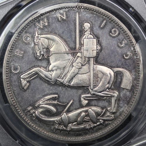 94 - 1935 Raised Edge Proof Crown, George V (ESC 378, Bull 3655, S.4048). Graded PCGS PF64 Cameo. Some li... 