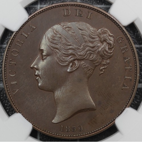 115 - 1839 Bronzed Proof Penny, Victoria (Peck 1479, S.3948). Graded NGC PF64BN and presented in a Coinery... 