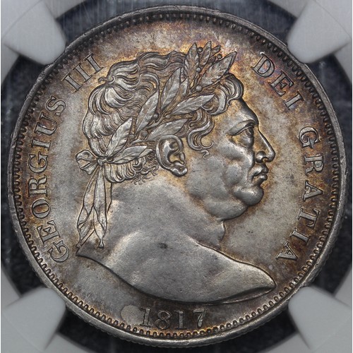 99 - 1817 Half Crown, George III (ESC 618, Bull 2096, S.3788). Graded NGC MS64 and presented in a Carlisl... 