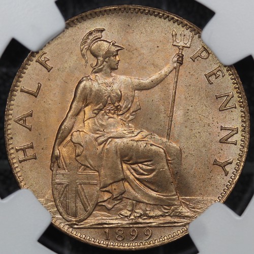 148 - 1899 Half Penny, Victoria (Freeman 376, S.3962). Graded MS66RD, choice uncirculated with full mint l... 