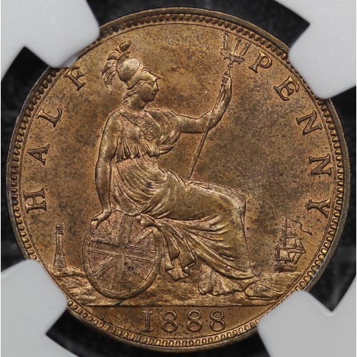 146 - 1888 Half Penny, Victoria (Freeman 359, S.3956). Graded NGC MS65RB, uncirculated with coppery-red hu... 