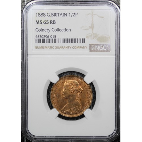 146 - 1888 Half Penny, Victoria (Freeman 359, S.3956). Graded NGC MS65RB, uncirculated with coppery-red hu... 