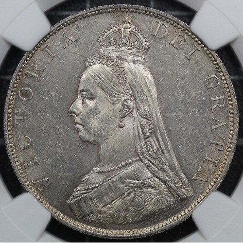 98 - 1887 Double Florin, Roman I in date, Victoria (ESC 394, Bull 2695, S.3922). Graded NGC MS63, aUNC, w... 