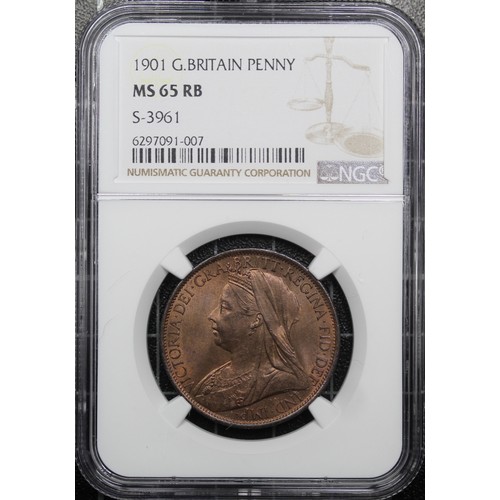 120 - 1901 Penny, Victoria (Freeman 154, S.3961). Graded NGC MS65RB, uncirculated with rich red lustre.