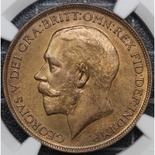 124 - 1911 Penny, George V (Freeman 171, S.4051). Graded NGC MS64RB, uncirculated, with a notably sharp st... 