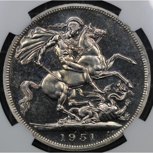 96 - 1951 Festival of Britain Crown, George VI (ESC 393C, Bull 4024, S. 4111). Graded NGC PL65, uncircula... 