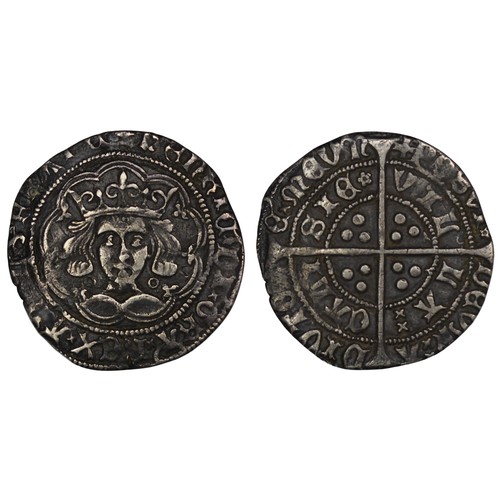 1031 - Henry VI (1422-1461) Groat. Calais mint mule, obv. Annulet issue, rev. Rosette type no Mascle. gVF w... 