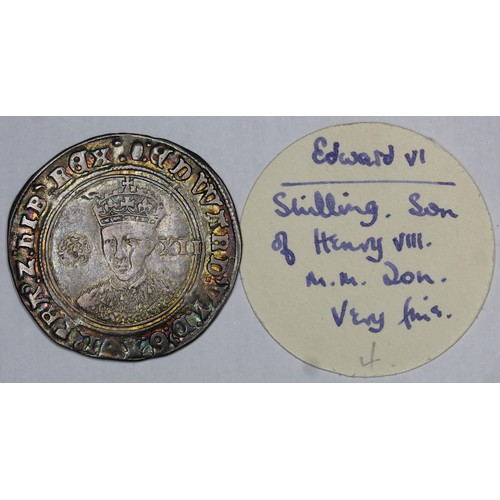 1046 - Edward VI (1547-1553) shilling c.1551-1553, mm. tun. Beautifully toned through the legends and attra... 