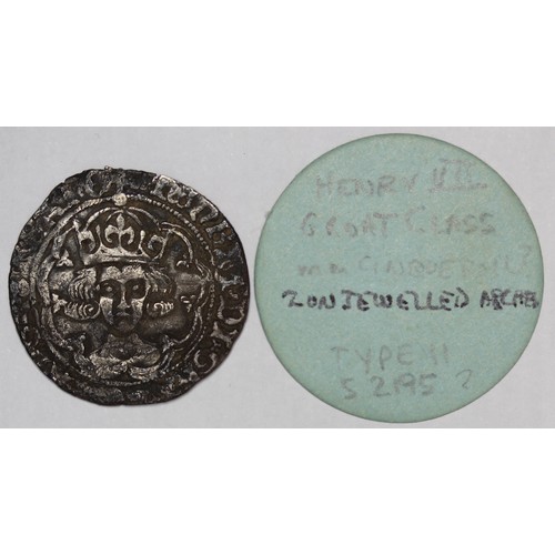 1034 - Henry VII (1485-1509) groat, mm. possibly cinquefoil. Class IIa, crown with two non-jewelled arches,... 