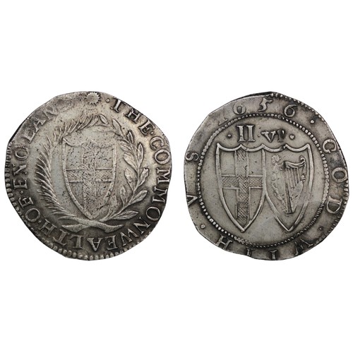 1127 - 1656 Halfcrown, The Commonwealth of England, mm. sun. Scratch through harp of Ireland and stress mar... 