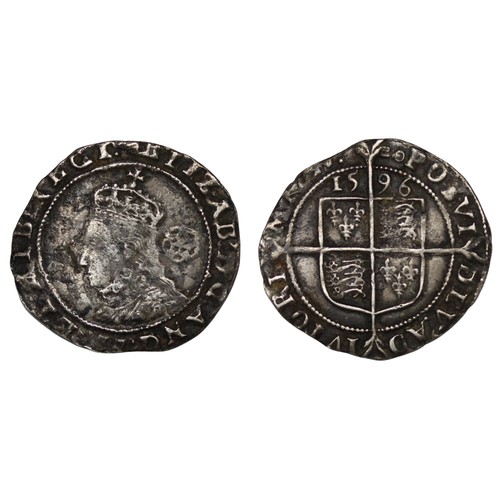 1065 - Elizabeth I (1558-1603) sixpence, mm. Key, 1596. Obv. with shortened legend ELIZAB, bust 6C. nFine, ... 